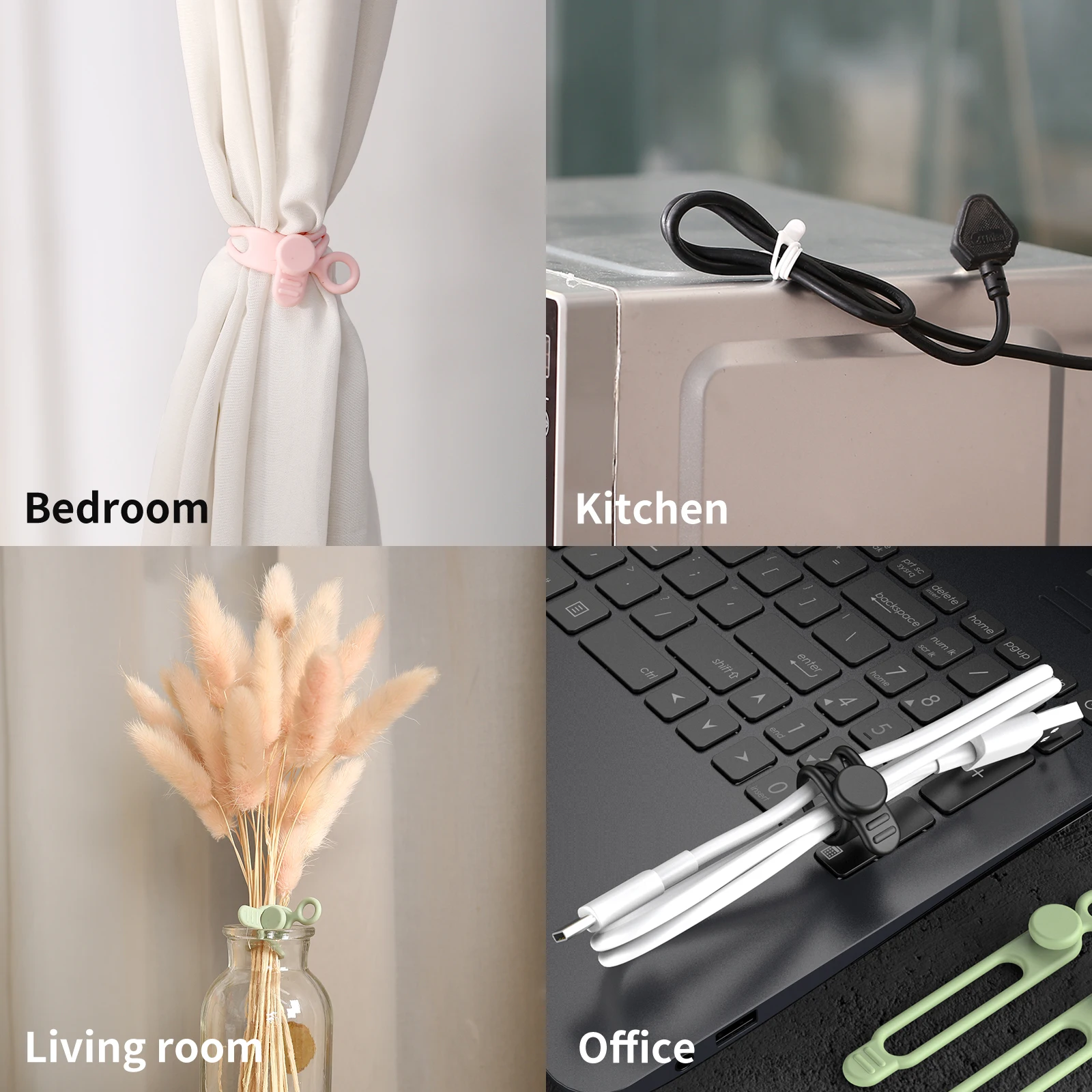 UMUST Silicone Cable Ties, Reusable Cord Ties,Cord Organizer Elastic Cable Organizer Straps for Bundling Earphone Cable Wire Etc