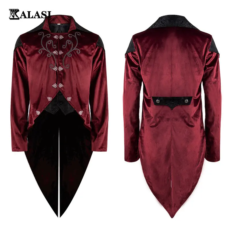 

Men's Steampunk Tailcoat Victorian Edwardian Nobleman Vintage Prince Overcoat Medieval Renaissance Cosplay Costume Halloween