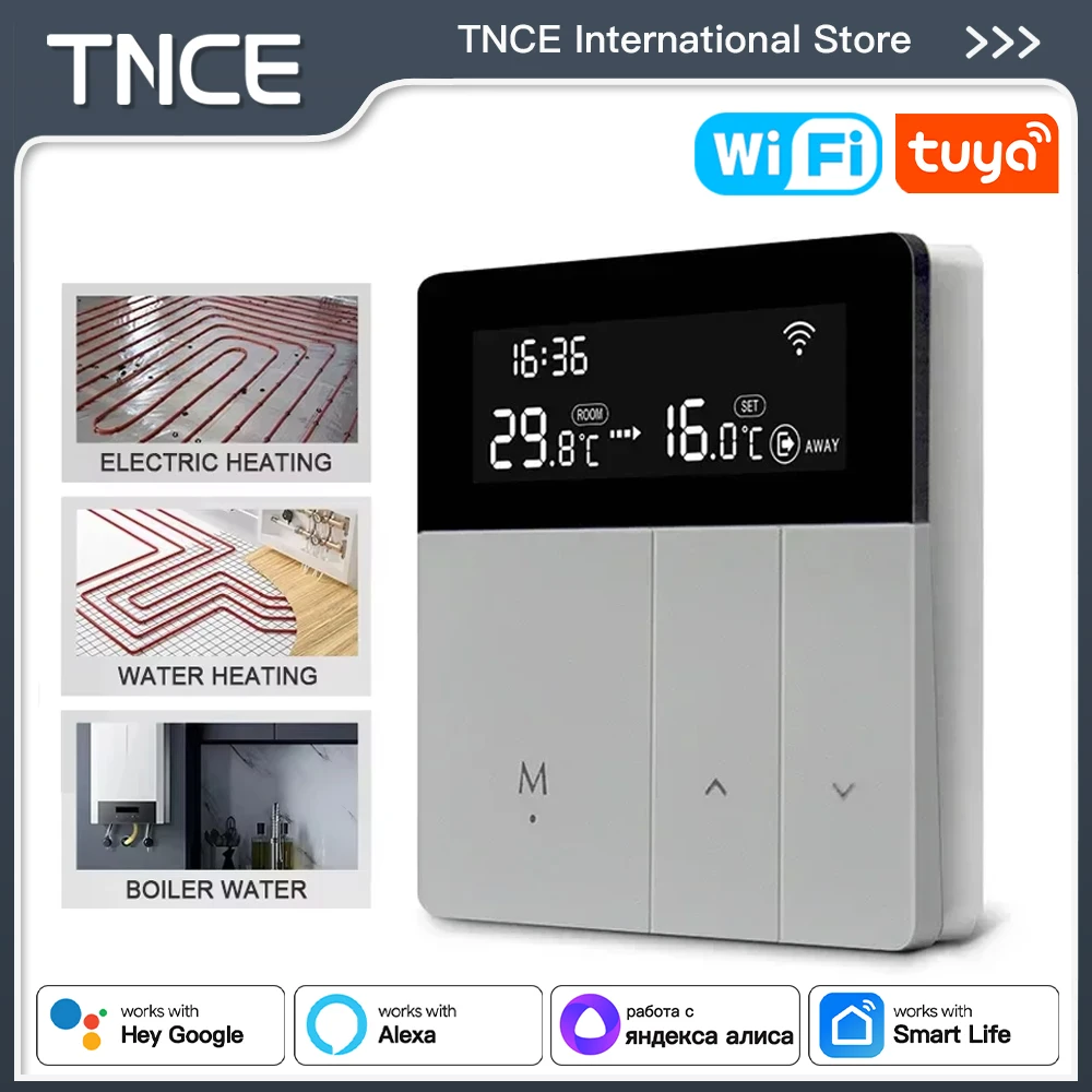 

TNCE Tuya Thermostat WIFI Water/Electric Heating Water Gas Boiler smart Temperature Voice Remote Control Google Home Alexa Alice
