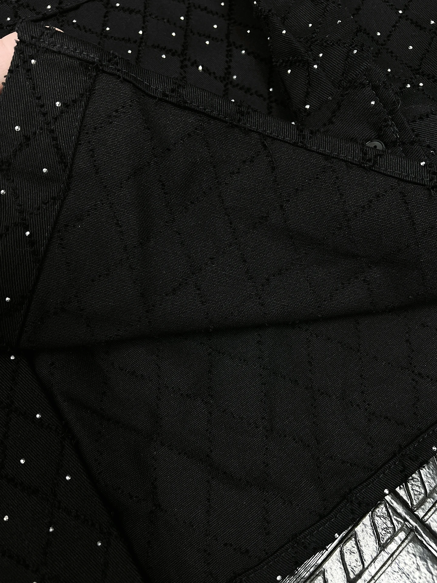 Men's Long-sleeve Fashion Loose Trend Handsome Shoulder Padded Shirts 2025 Autumn New High-end Tops Hot Diamond Starry Sky Shirt
