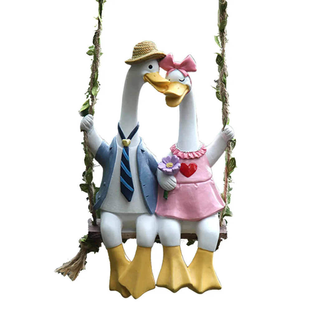 Couple Duck Swing Statue Couple Duck Statue Outdoor Garden Decoration Low Maintenance Garden Decor Pond Sculptures
