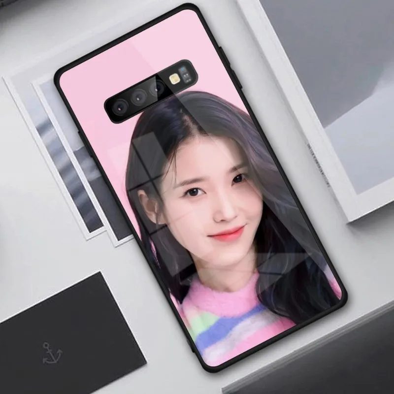 IU Lee JiEun Smart Phone Case for Samung S23 S22 S21 Pro Ultra A13 A33 A53 NOTE 20 PC Glass Phone Cover Funda