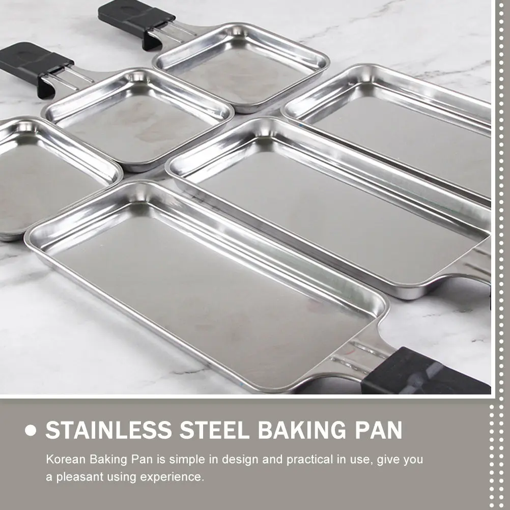 

3Pcs Stainless Steel Baking Pan Handheld Rectangle Multi Functional Bbq Plate Nonstick Bakeware Rotisserie for Bbq
