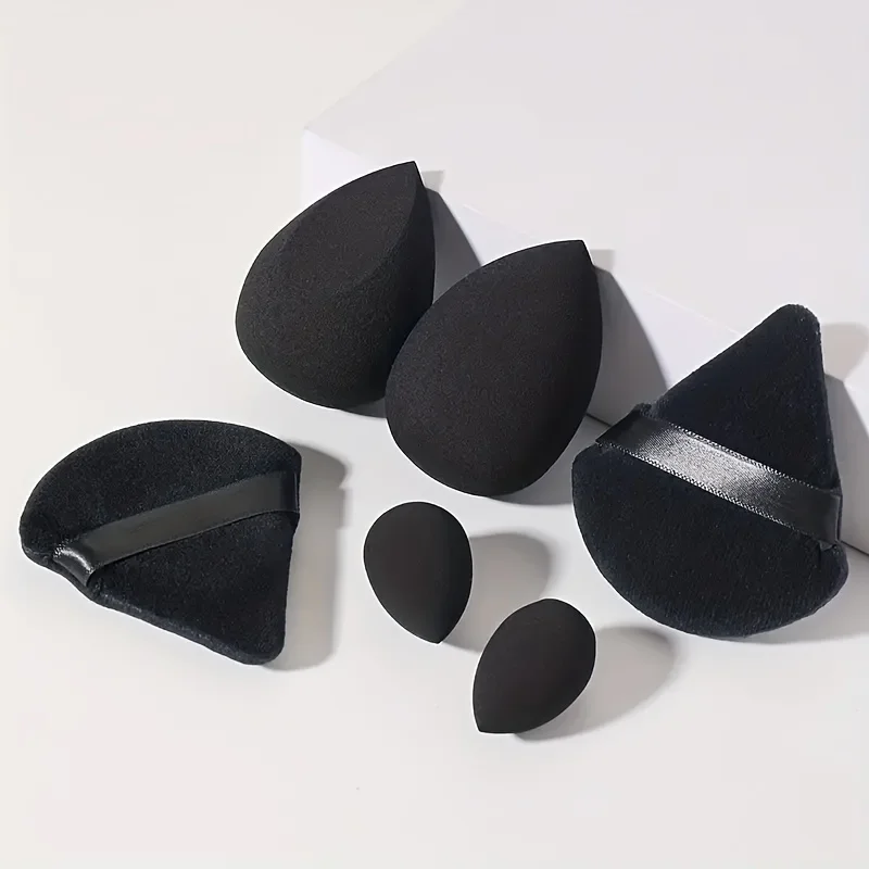 6PCS Pro Makeup Sponge Set-3-Size Dual Use Blenders & Triangle Puffs | Vegan Hypoallergenic for Liquid/Powder, Travel Essentials