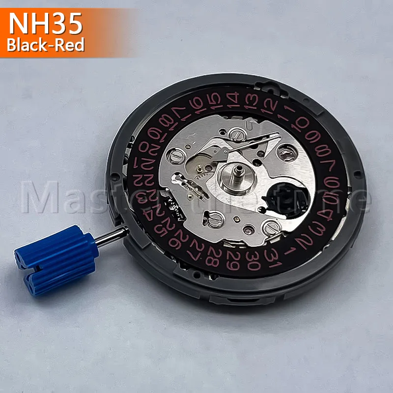 Imported NH35 Movement Black Background Red Digital Replacement Part Watch Mechanism Accessory