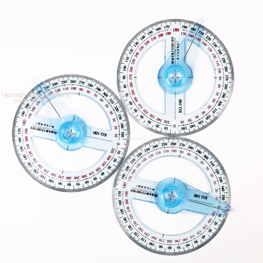 Circular Réguas Transferidor De Plástico, Ponteiro de 360 Graus, Angle Finder para Estudante, Papelaria Presente, Venda quente, 10cm