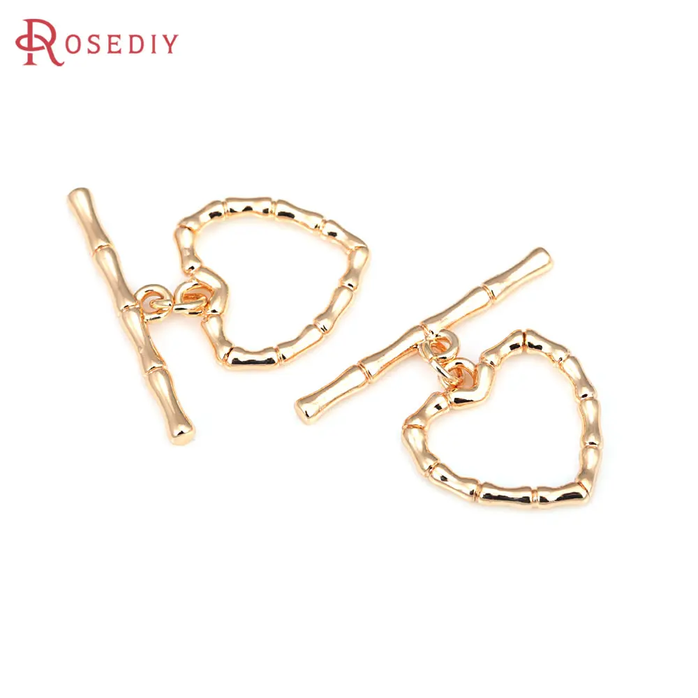 18K Goudkleur Messing Ronde Vorm Hart O Toggle Gespen Armband Aansluiten Sluitingen Diy Sieraden Maken Benodigdheden Accessoires Voor Vrouwen