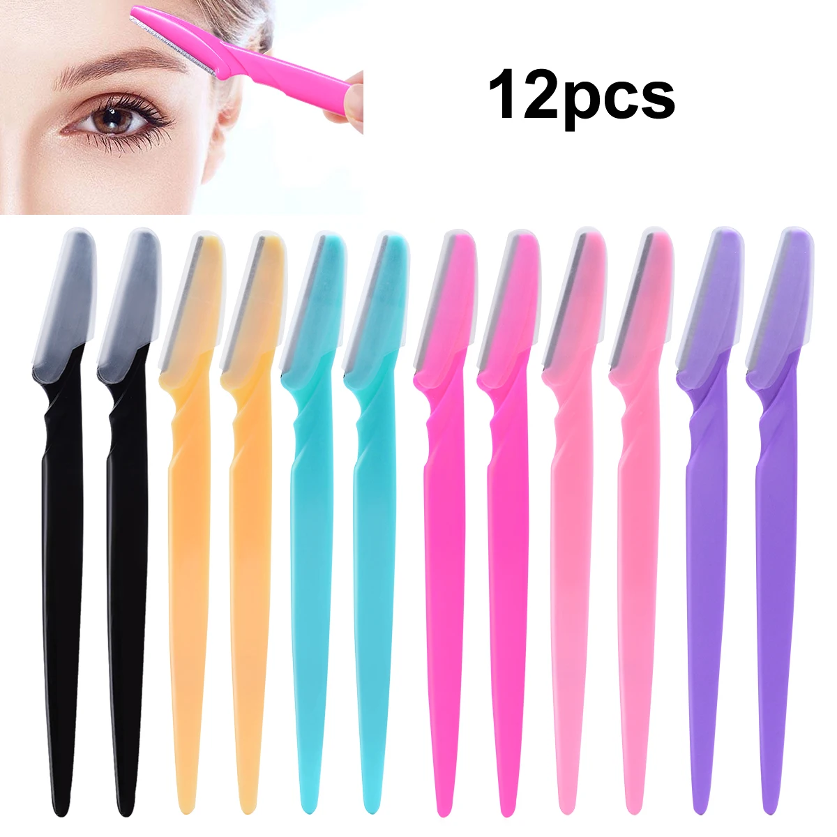 12Pcs Eyebrow Trimmer Face Blade Shaver Portable Eye Brow Epilation Hair Removal Safety Eyebrow Cutting Woman Makeup Tools