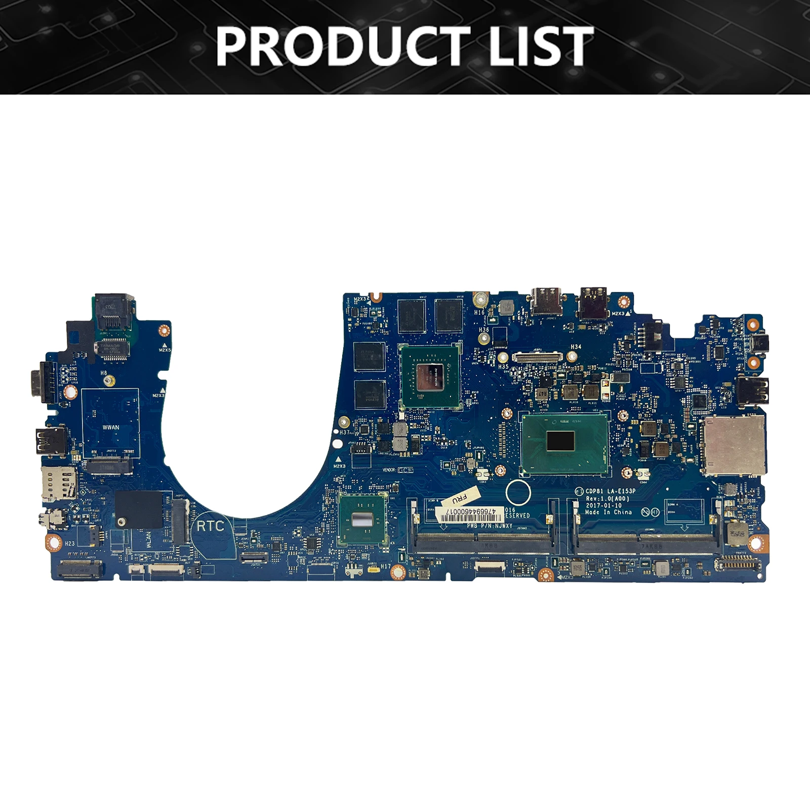 LA-E153P Mainboard For DELL LATITUDE 3520 Laptop Motherboard CN-0D1616 0C2731 i5 i7-7th Gen CPU tested