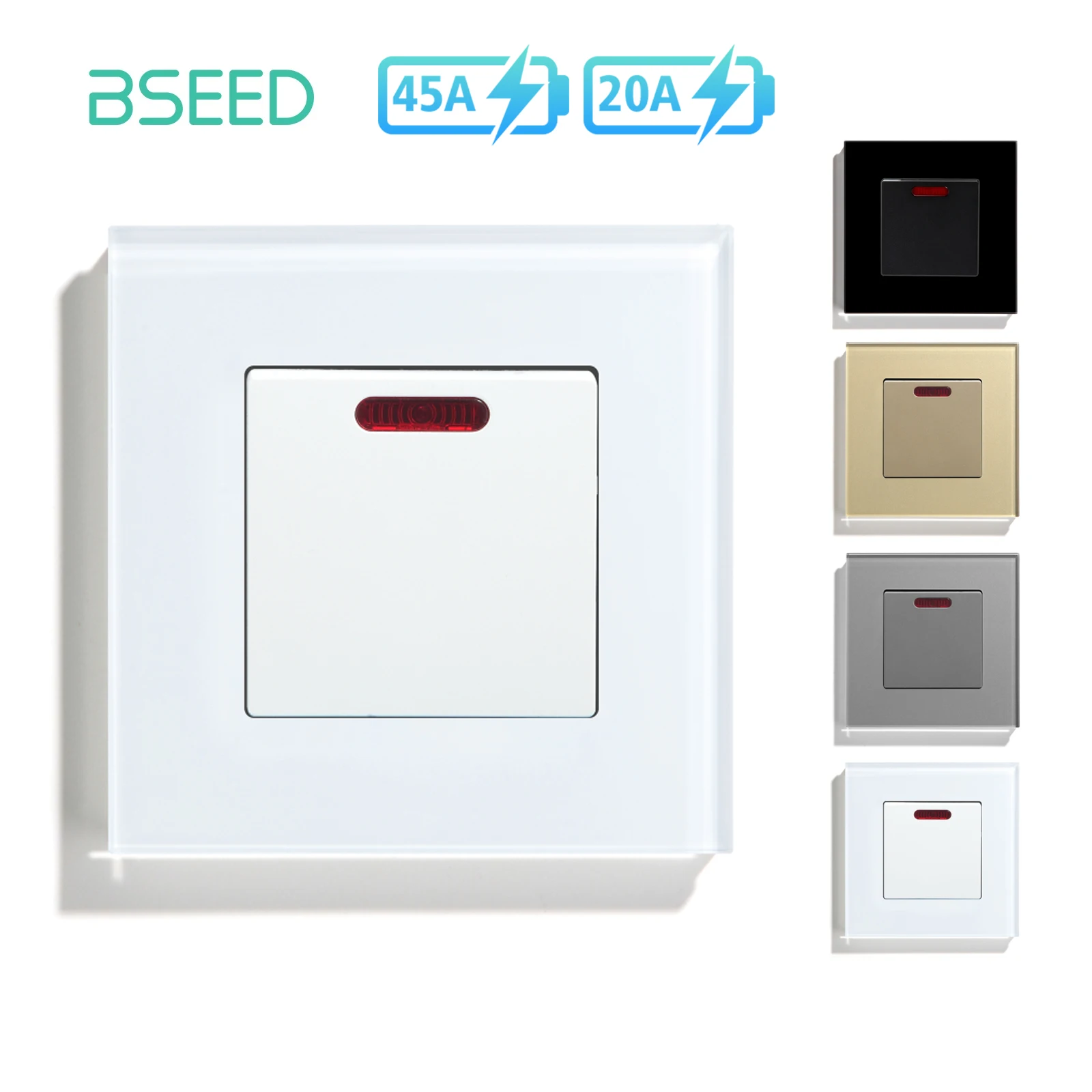 BSEED 45A/20A Switch Boiler Water Heater Air Conditioner Push Button Switch ON OFF Rocker Switch High-Power Electrical Appliance