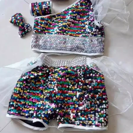 Dance Wear Girls Jazz Dance Street Dance Performance Costumes Children's Modern model Catwalk Sequin Costumes Skirts