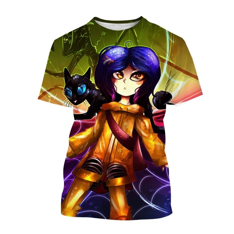 New Summer Coraline 3D Print T-Shirt Men Women Horror Anime Movie Short Sleeve Tshirts Oversized Harajuku Tees Top Kid