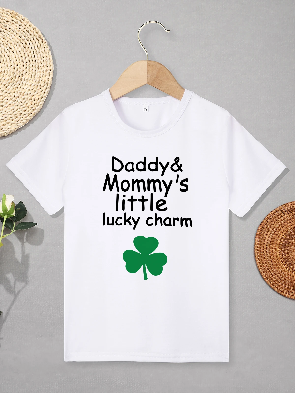 

Daddy and Mommy's Little Lucky Charm Kids T Shirt for Boys Girls Beautiful Fashion 3 to 7 Years Toddler Clothes Home Casual Tops