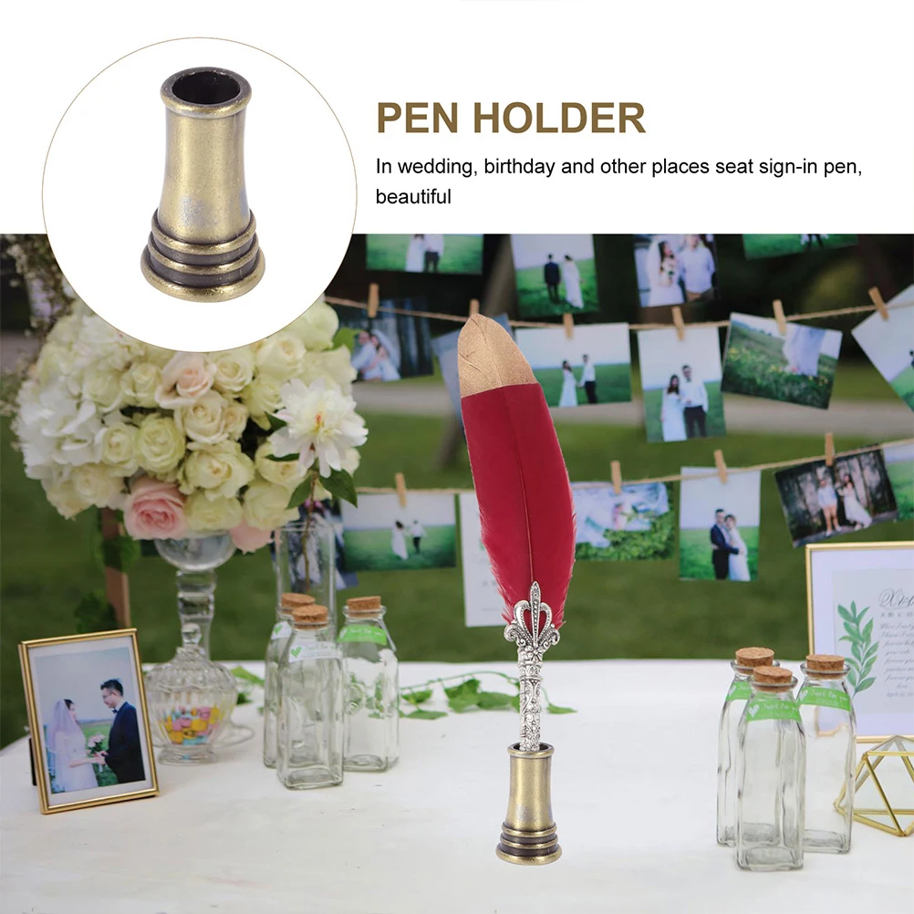 

4 Pcs Work Desk Round Metal Pen Holder Display Stand for Ink Pens Accessory Desktop Cute Golden Ornaments