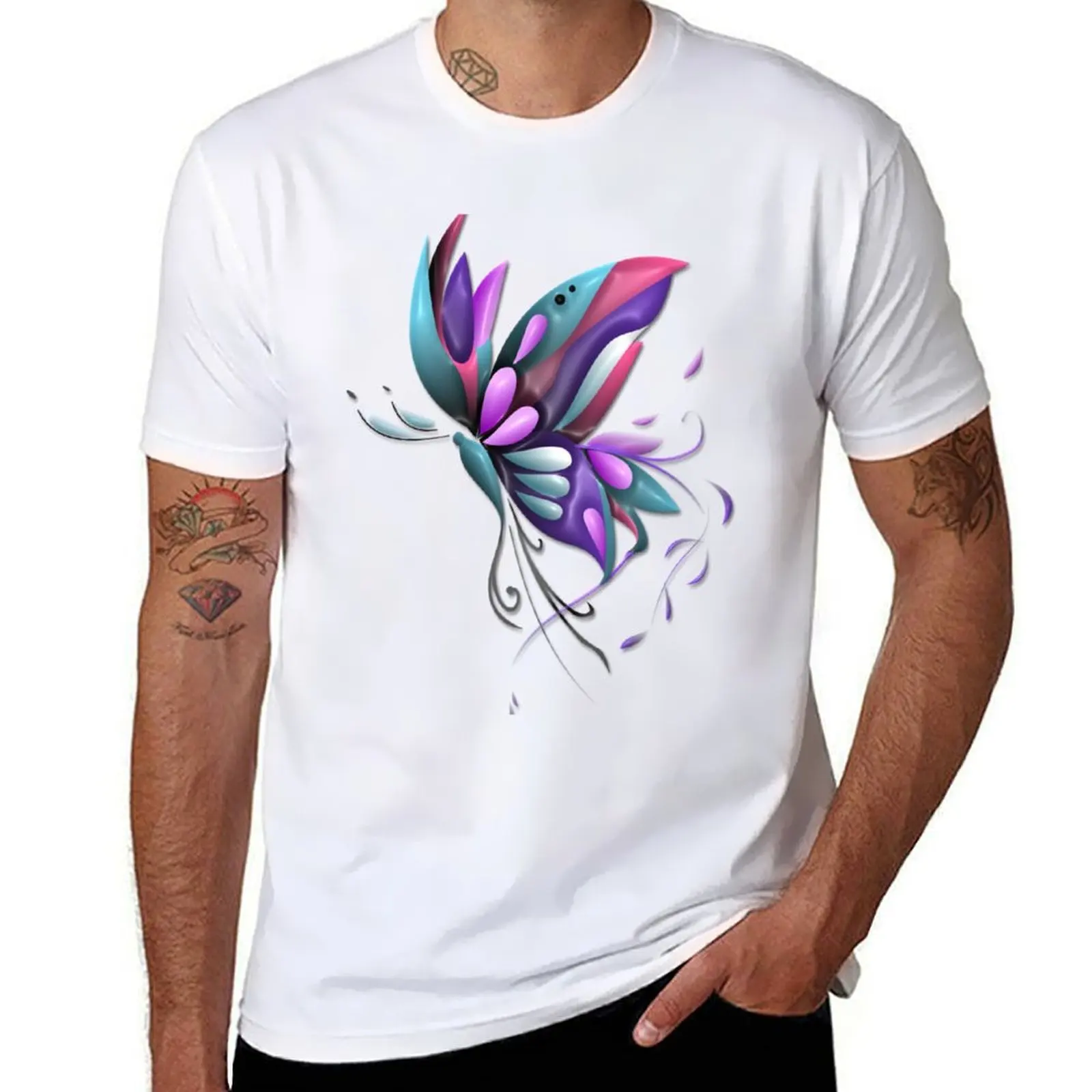 

Abstract Butterfly Graphic T-Shirt cotton tshirt 100% man t shirt cotton high quality T-Shirt