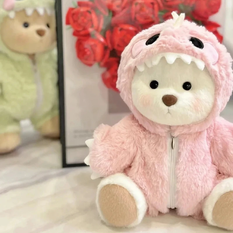 Ropa de muñeca de oso Lena mediana de 30cm, mono de dinosaurio verde, traje de dinosaurio rosa, traje de repuesto de osito, accesorios para muñecas