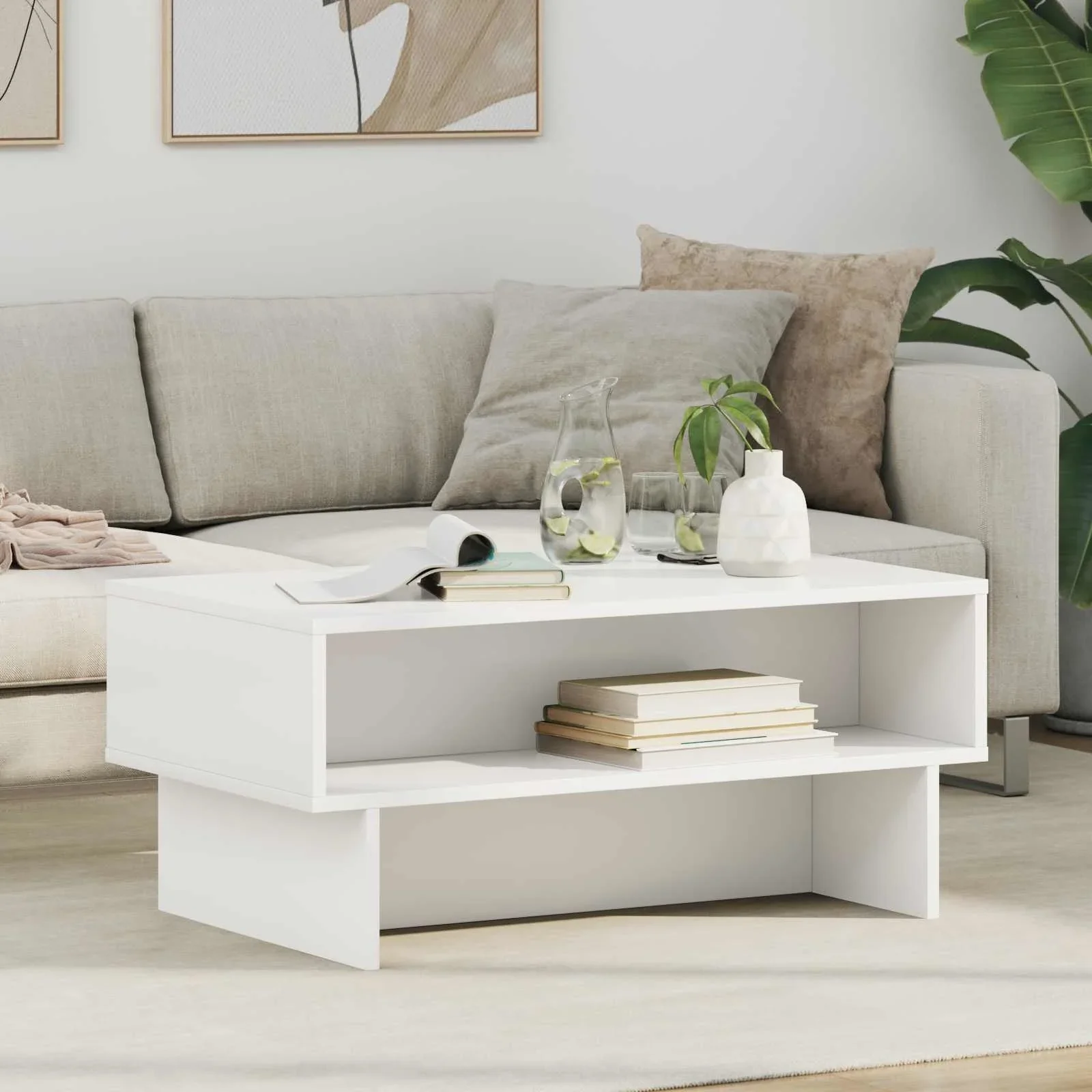 Couchtisch Weiß 80 X 46 X 35 Cm Holzwerkstoff