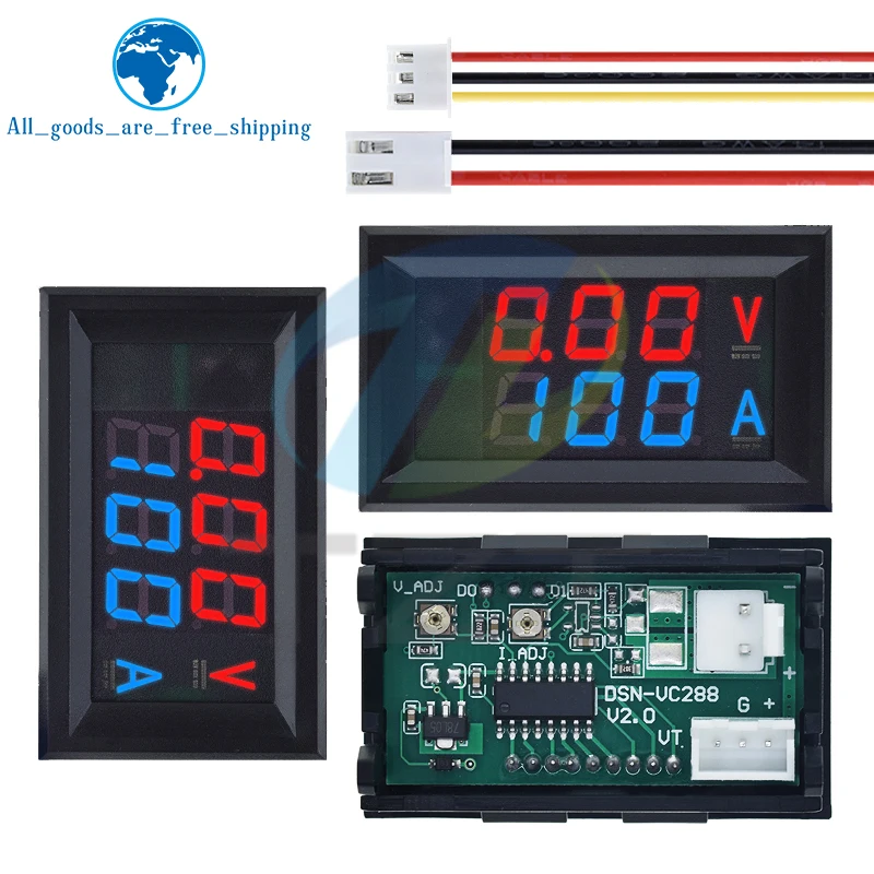 DC 6-120V 50A 100A Voltmeter Ammeter LED Amp voltmeter Digital Volt Meter Gauge voltmeter ampermetr 12V With Shunt