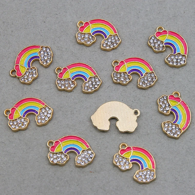 50 قطعة/الوحدة 18*13 مللي متر المينا قوس قزح سحابة السحر للمجوهرات النتائج Colorful بها بنفسك الملونة Charms القلائد المعلقات أقراط صنع