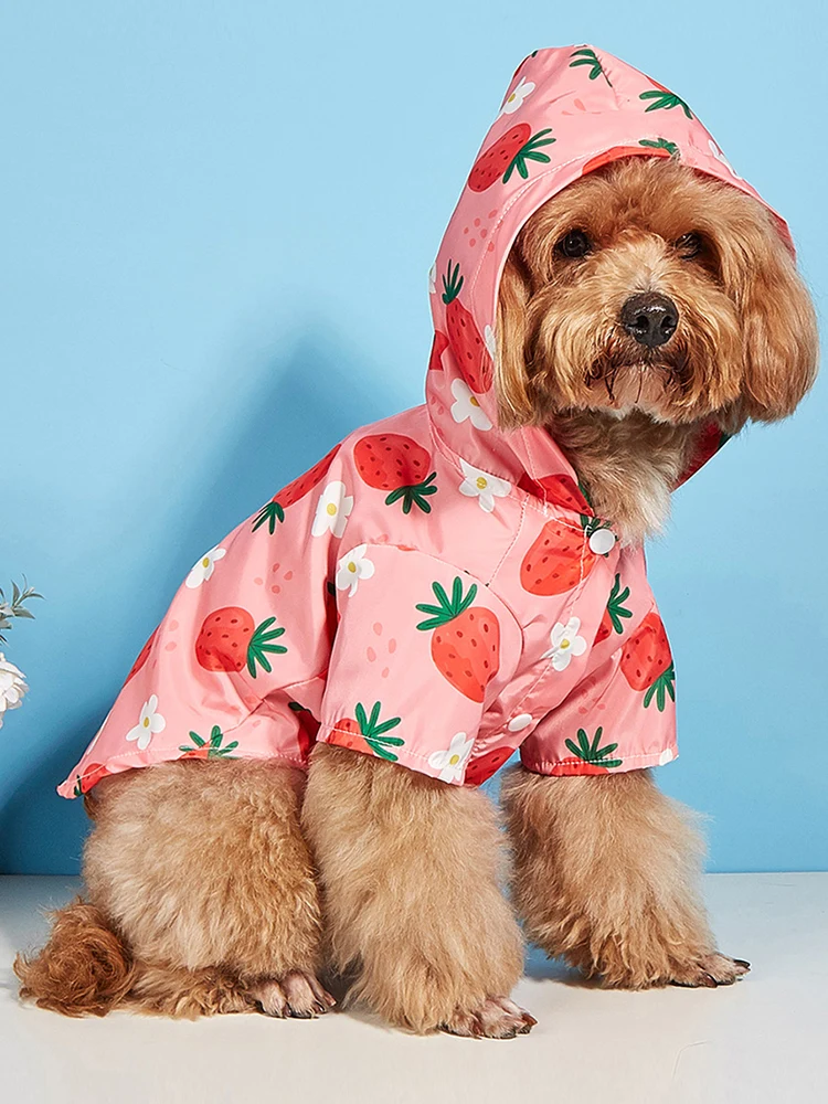 Cartoon Pet Dog Raincoat Waterproof Hooded Jumpsuit For Small Dogs Summer Outdoor Puppy Dog Rain Coat Jacket Pet Supplies XS-XL