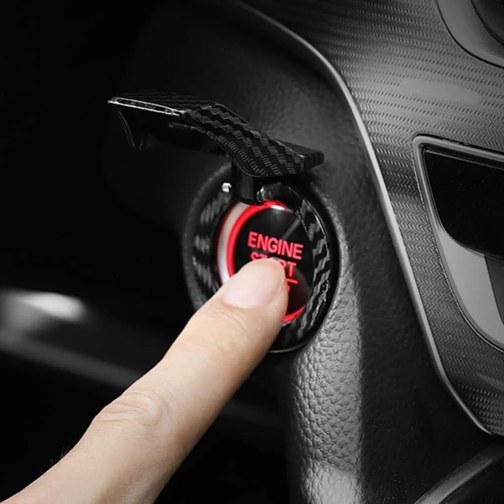 1Pcs Car Interior One-Key Start Ignition Engine Stop Push Switch Button Protective Cover Decoration Sticker Accessories