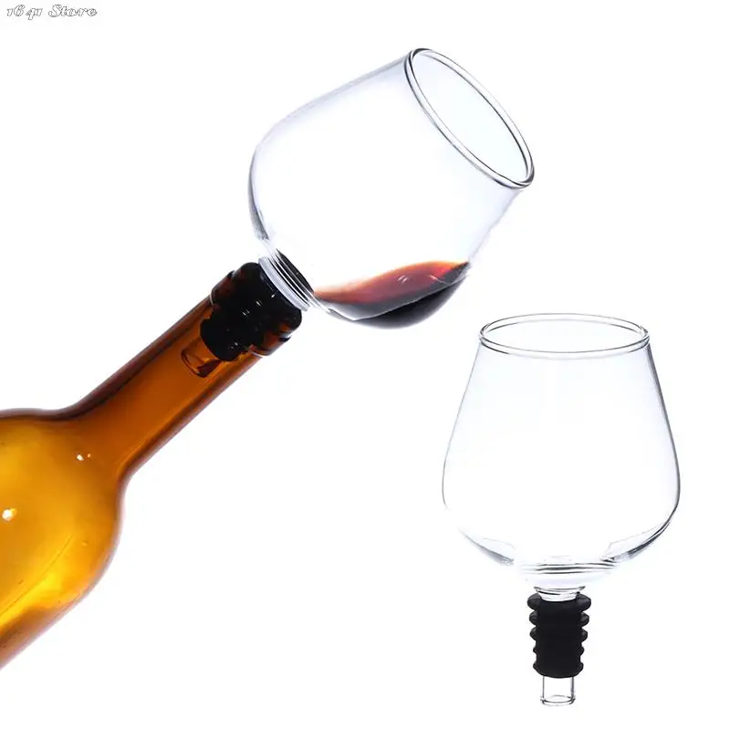 The Red Wine Glass To Wine Glass Topper Glass That Insert Red Wine Champagne Glass Cup with Silicone Seal Into Your Wine Bottle