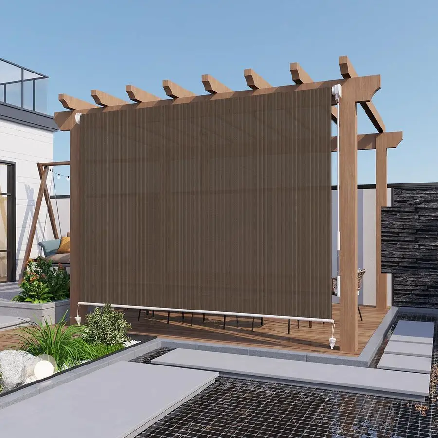 

Patio Shades Roll Up Outdoor Cordless Roller Shade 8W6H for Patio Porch Gazebo Balcony Deck Backyard,Mocha