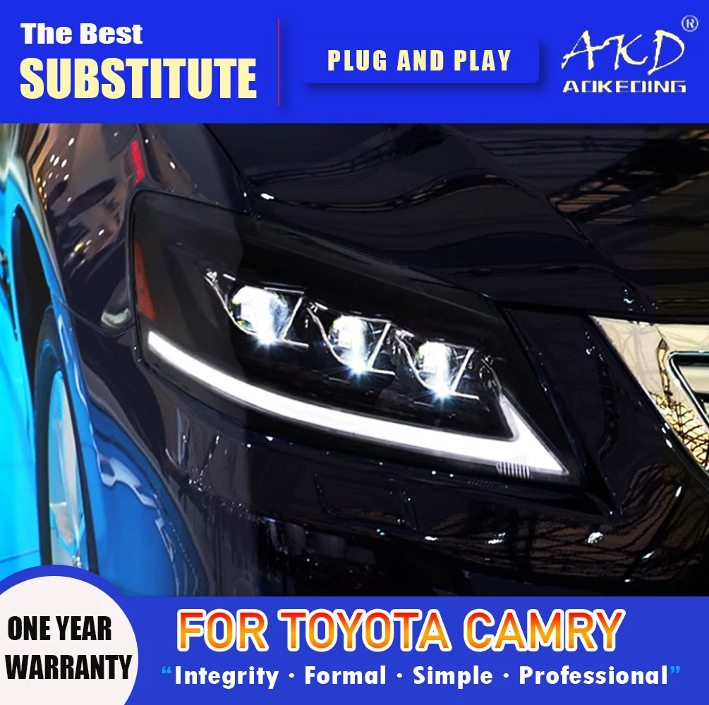 AKD Head Lamp for Toyota Camry LED Headlight 2006-2012 Headlights Camry DRL Turn Signal High Beam Angel Eye Projector Lens