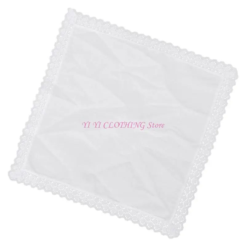N5KF Fiary Fazzoletto pizzo bianco Fazzoletto da taschino Fazzoletti cotone Bandana pizzo Asciugamano da taschino