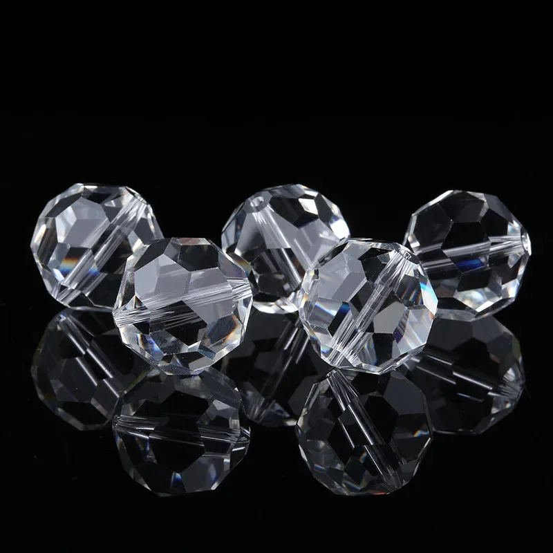 10Pcs/Set 10mm Faceted Transparent Glass Crystal Rondelle Loose Spacer Beads For Jewelry Making DIY Bracelet Necklace Strands