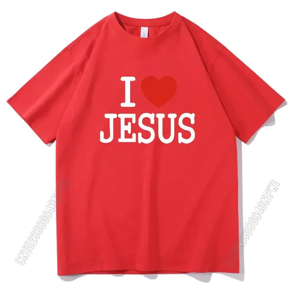 ICH Liebe Jesus Oversize Schrift Druck T-Shirt Paare Koreanische Trend Schrumpf Beweis Weibliche T Shirt Männer Frauen Harajuku T-shirt