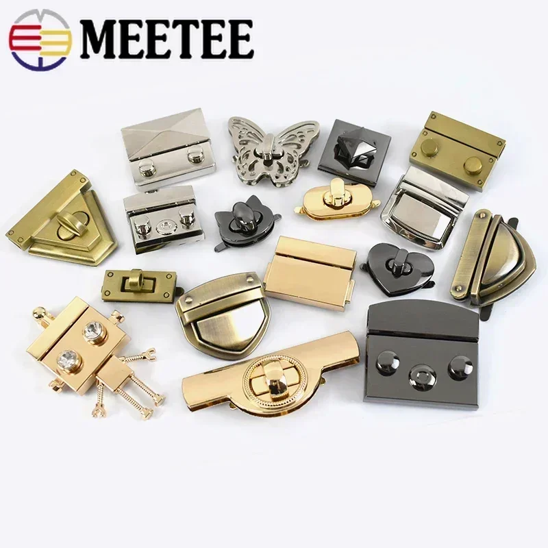 2Pcs Metal Bag Spring Lock Snap Women Handbag Twist Turn Buckle Decorative Closure Clasps DIY Replacement Hardware Accessories