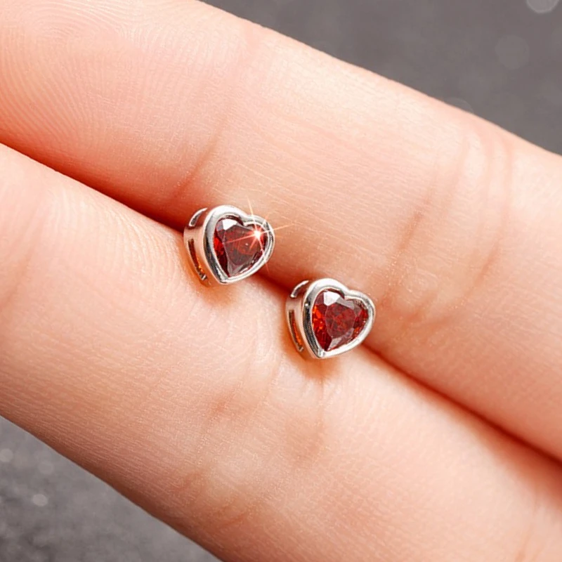 Small Niche Design, Red Rainbow Zircon, Ear Care, Sleep, Non Removable Earrings, Fashionable Minimalist Fashion Jewelry