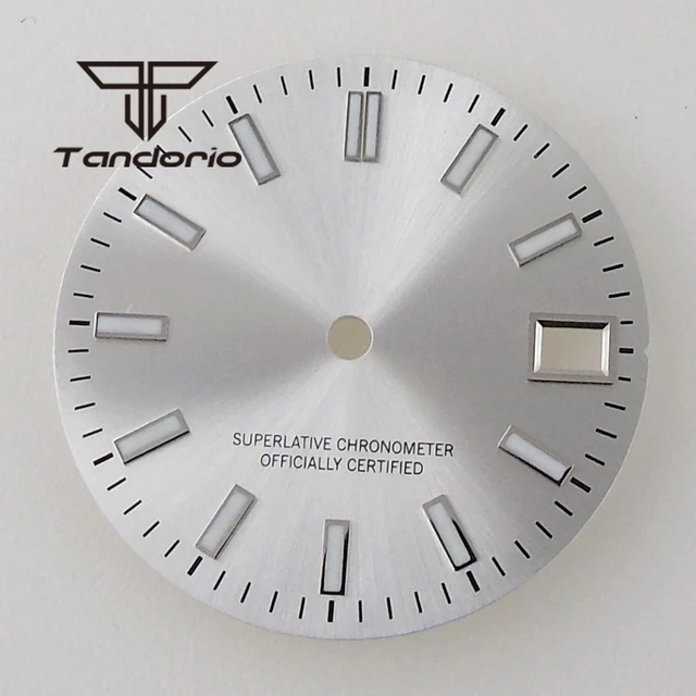 28.5mm Pink/Purple/Yellow Watch Sunburst Dial Face Date Window  