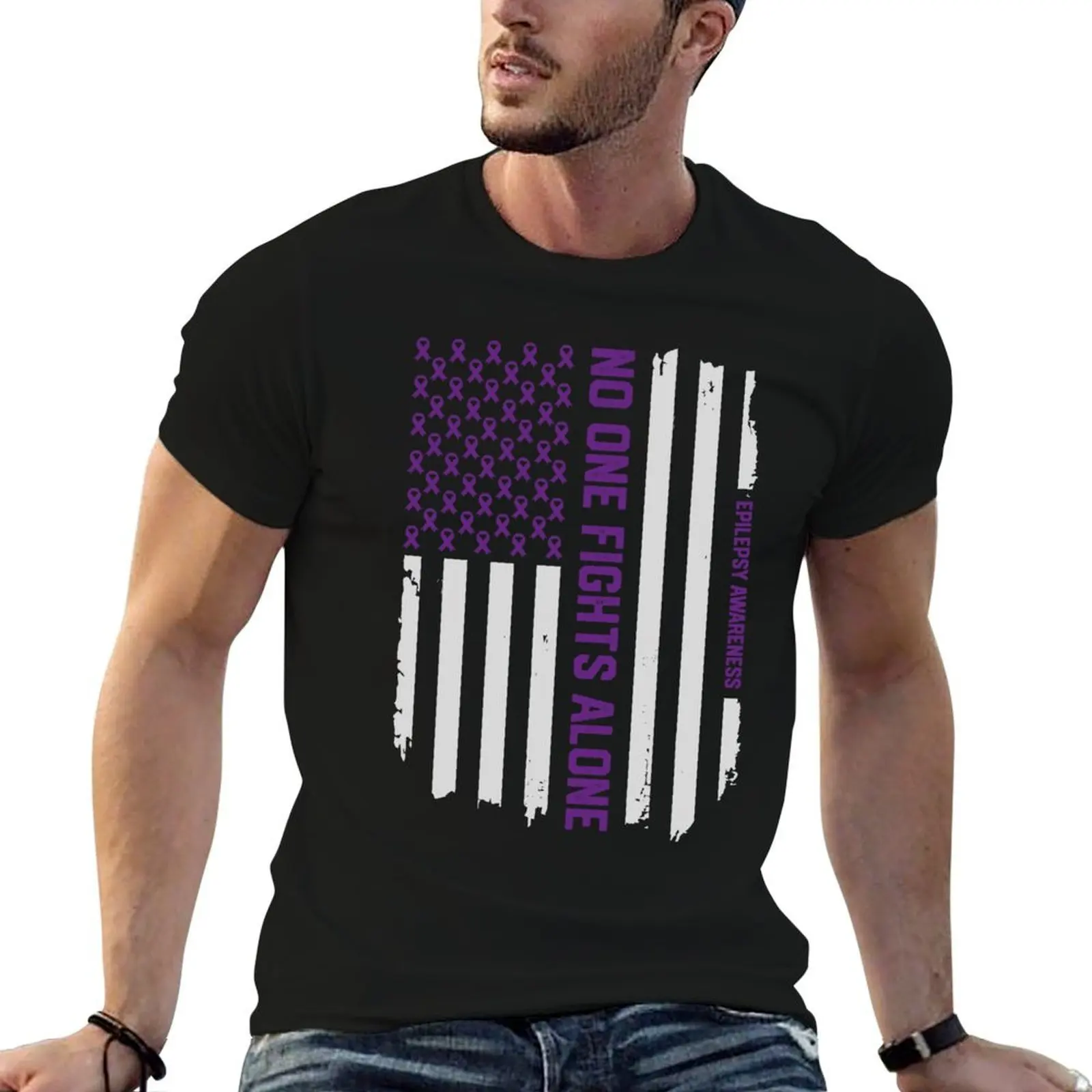 

Patriotic American Flag Epilepsy Awareness T-Shirt t shirts for man slim fit essential t shirt T-Shirt