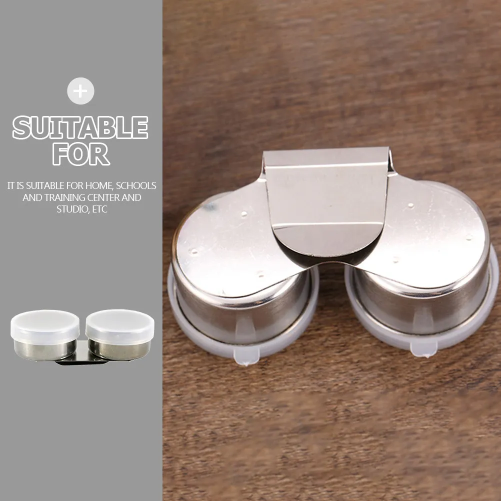 2Pcs Oil Color Mixing Pots Covered Stainless Steel Brush Washing Container Pen Cleaner for Painting Studio Art Supplies