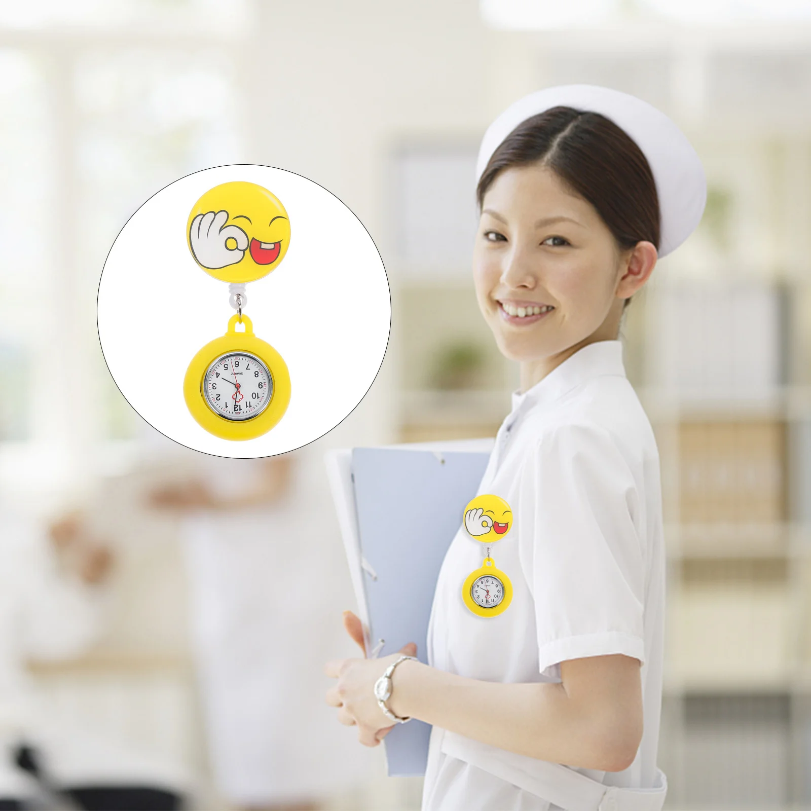 

Nurse Pocket Large Face Medical Lapel Pin Watch For Women Men Nursing Fob Watch Hanging Silicone Retractable