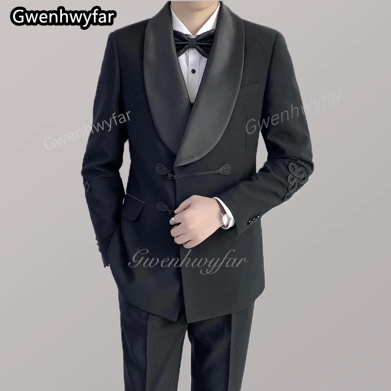 

Gwenhwyar New Handsome Men's Suit Groom Wedding Tuxedo Lapel Prom Clothing Men's Suit Jacket Suit (Jacket + Pants) Costume Homme