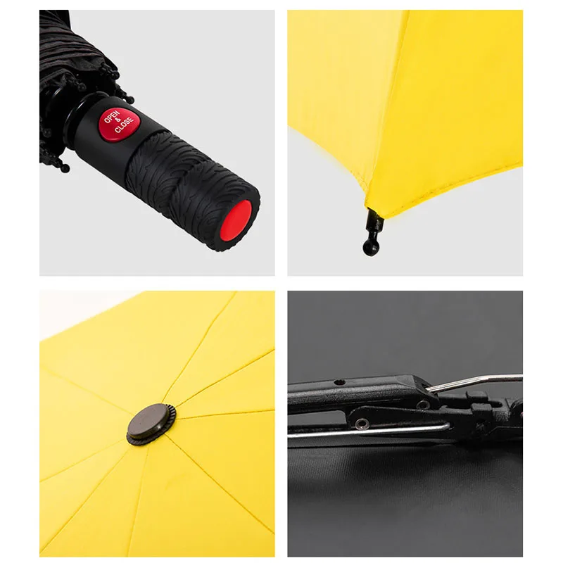 New Full Automatic Business Umbrella Three Folding Male Female Parasol Umbrella Rain Women Windproof Luxury Umbrella Men