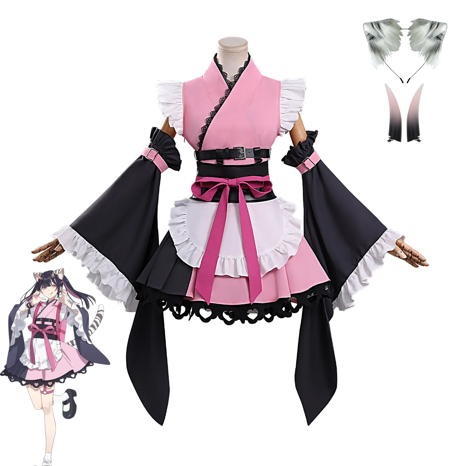 Disfraz de Cosplay de la Princesa Cósmica Kaguya Komazawa Noi, Estilo Japonés, Estampado de Flores de Cerezo, Manga Larga, Traje para Actuación en Escenario
