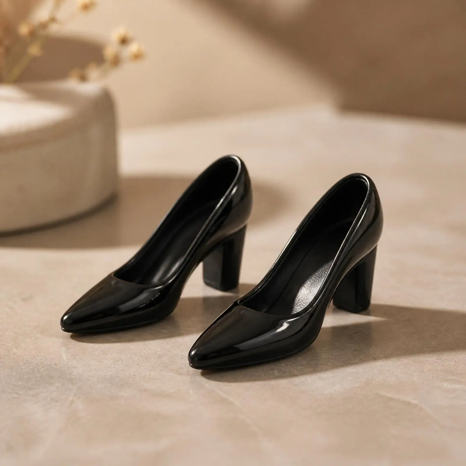 Elegant Miniature Heels for Dolls 1/6 Scale Fashion Figure Shoes Glossy Pointed Toe Pull on Design Accessory