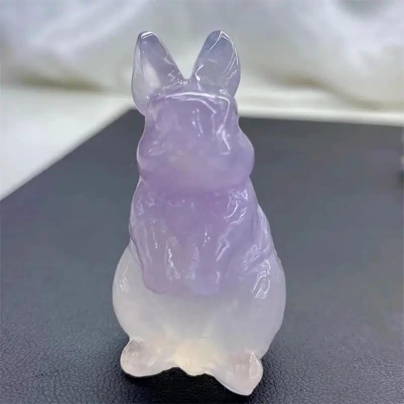 

5CM Natural Macaron Fluorite Rabbit Carving Healing Fengshui Crystal Stone Gifts Home Decoration 1PCS