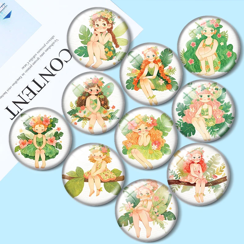 Forest Fairies 12/18/20/25mm glass cabochon  bracelet pendant rings for jewelry demo earrings back Making findings