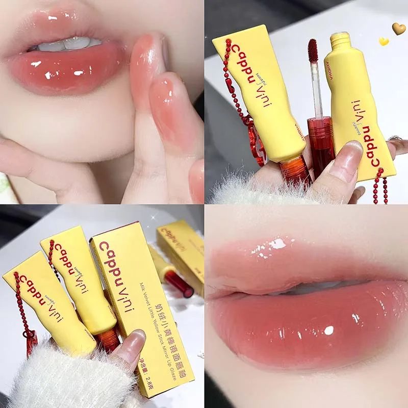 Cappuvini Milk Velvet Yellow Stick, feuchtigkeitsspendende Lippenglasur, langanhaltender, wasserleichter Lippenstift, einfach aufzutragender Make-up-Lipgloss