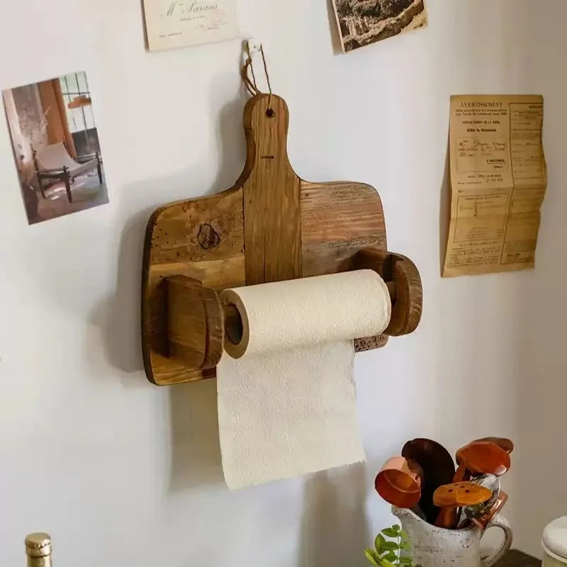 

Solid wood roll paper rack, kitchen tissue rack, restaurant cutting board, creative decoration, storage and organization