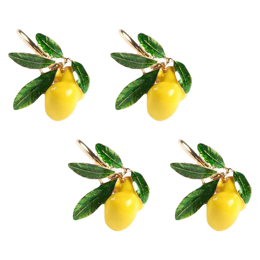 

4 Pcs Wedding Decor Napkin Buckle Lemon Decoration Ring Fruit Clasps Dinner Flower Holder Banquet