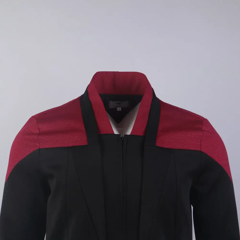 ชุดเดรสสีทองสำหรับ Picard 3สีแดง geordi เสื้อแจ็กเก็ตสตาร์ฟลีทเสื้อชุดคอสเพลย์ผู้หญิงงานปาร์ตี้ฮาโลวีน