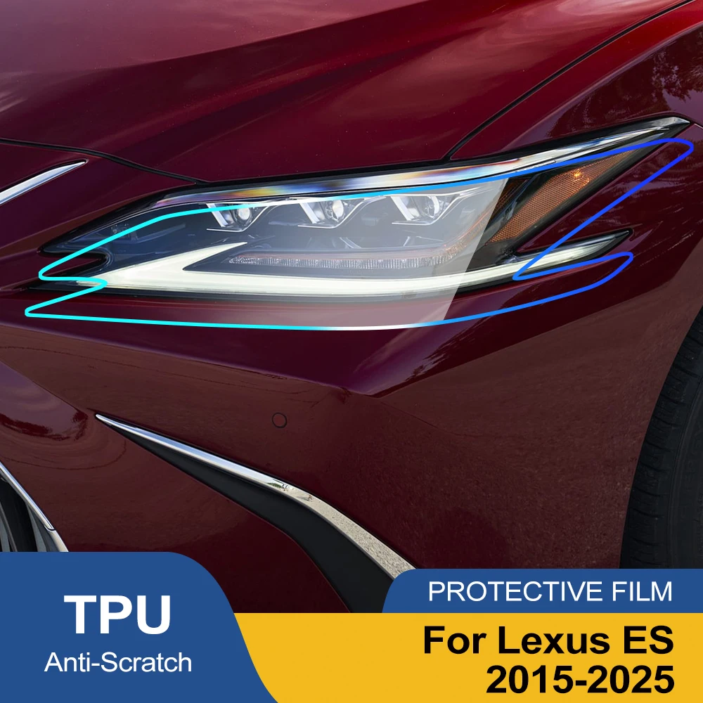 For Lexus ES 2015-2025 High-Gloss Smoke Black Pre-Cut TPU Headlight Protection Film PPF Kit Anti-Scratch Vinyl Wrap Cover