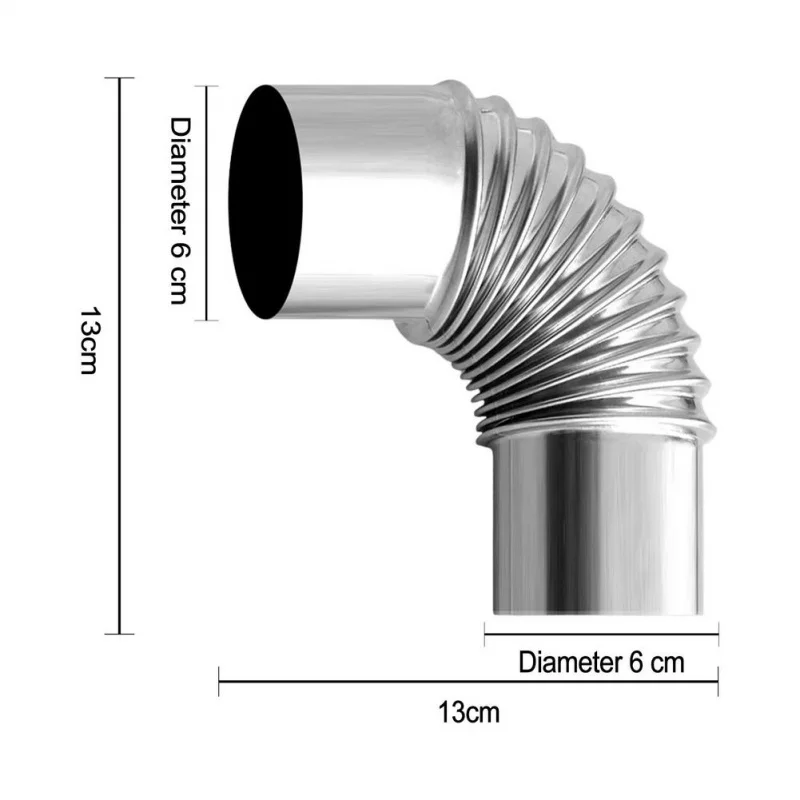 Tent Stove 45/90 Degree Pipe Section Stainless Steel Chimney Bend Pipe 6/7/7.5/8/9cm Camping Wood Stove Exhaust Pipe Accessories