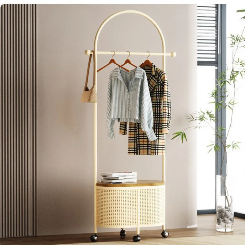 Hanger Floor Coat Rack Removable Wheeled Hanger Bedroom Household Clothes Rack Oval Frame Black